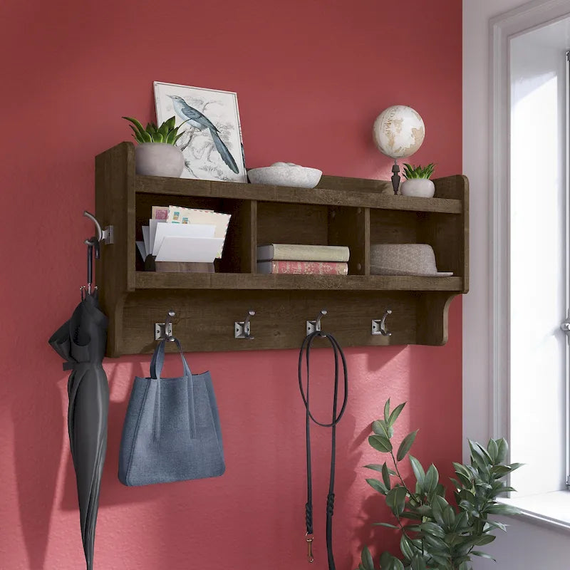 Porte-manteau mural avec étagère | 5 coloris | Style transitionnel | Simple