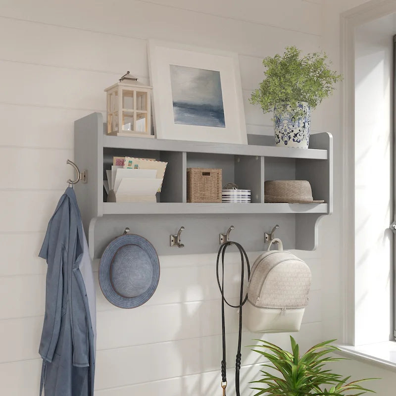 Porte-manteau mural avec étagère | 5 coloris | Style transitionnel | Simple