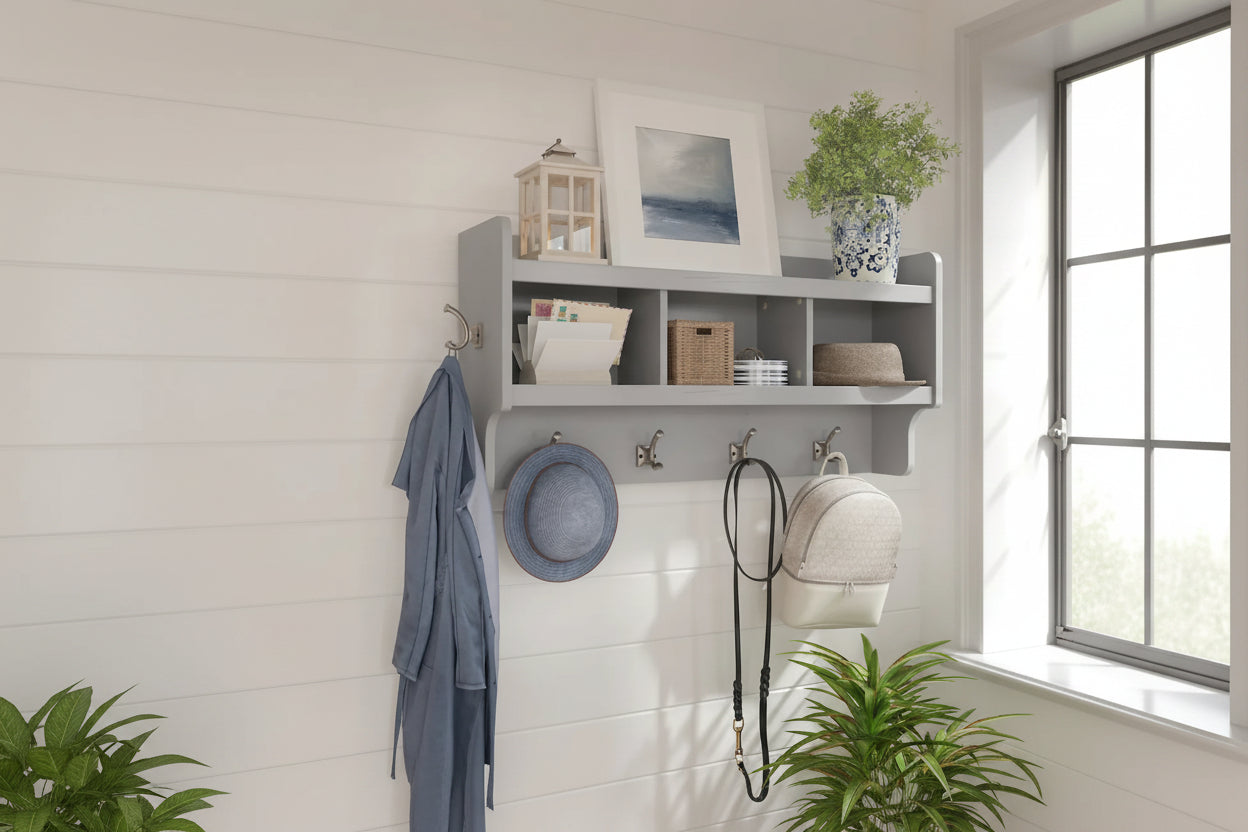 Woodland 40W Wall Mounted Coat Rack with Shelf by Bush Furniture