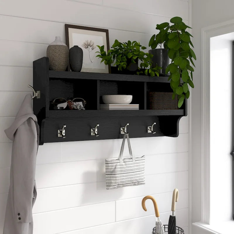 Porte-manteau mural avec étagère | 5 coloris | Style transitionnel | Simple