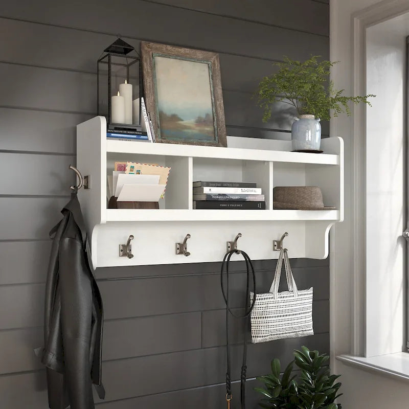 Porte-manteau mural avec étagère | 5 coloris | Style transitionnel | Simple