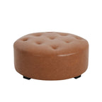 Pouf rond capitonné en similicuir par Christopher Knight Home