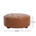 Pouf rond capitonné en similicuir par Christopher Knight Home
