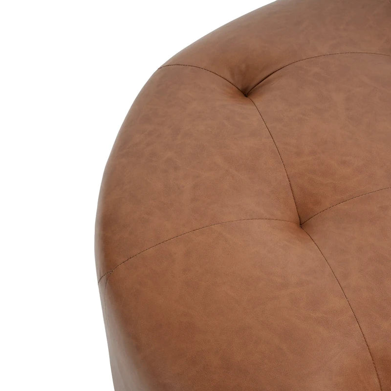 Pouf rond capitonné en similicuir par Christopher Knight Home