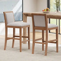 Tabouret de comptoir sans bras, assise et dossier rembourrés, bois + beige / gris + beige / noir + gris, ensemble de 2