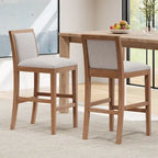 Tabouret de comptoir sans bras, assise et dossier rembourrés, bois + beige / gris + beige / noir + gris, ensemble de 2