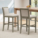 Tabouret de comptoir sans bras, assise et dossier rembourrés, bois + beige / gris + beige / noir + gris, ensemble de 2