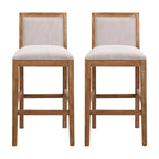 Tabouret de comptoir sans bras, assise et dossier rembourrés, bois + beige / gris + beige / noir + gris, ensemble de 2