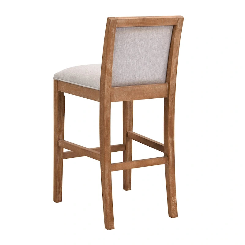 Tabouret de comptoir sans bras, assise et dossier rembourrés, bois + beige / gris + beige / noir + gris, ensemble de 2