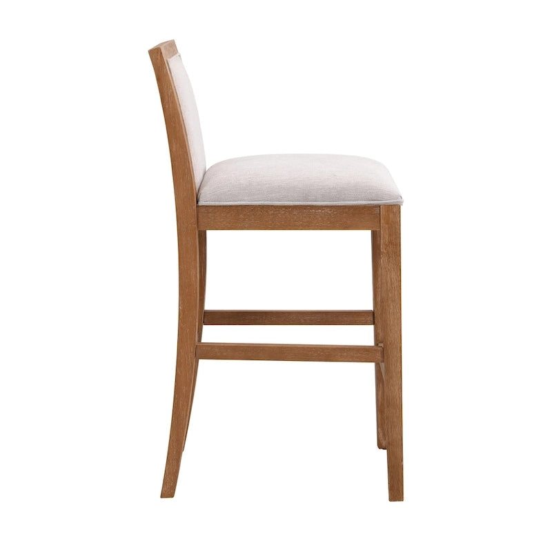 Tabouret de comptoir sans bras, assise et dossier rembourrés, bois + beige / gris + beige / noir + gris, ensemble de 2