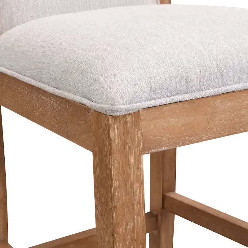 Tabouret de comptoir sans bras, assise et dossier rembourrés, bois + beige / gris + beige / noir + gris, ensemble de 2
