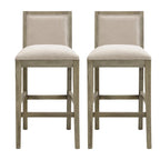 Tabouret de comptoir sans bras, assise et dossier rembourrés, bois + beige / gris + beige / noir + gris, ensemble de 2