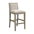 Tabouret de comptoir sans bras, assise et dossier rembourrés, bois + beige / gris + beige / noir + gris, ensemble de 2