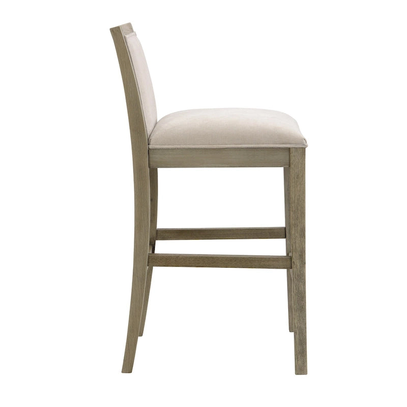 Tabouret de comptoir sans bras, assise et dossier rembourrés, bois + beige / gris + beige / noir + gris, ensemble de 2