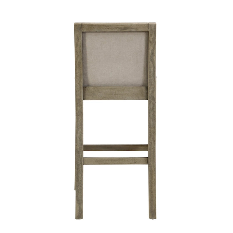 Tabouret de comptoir sans bras, assise et dossier rembourrés, bois + beige / gris + beige / noir + gris, ensemble de 2