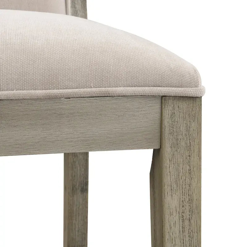 Tabouret de comptoir sans bras, assise et dossier rembourrés, bois + beige / gris + beige / noir + gris, ensemble de 2