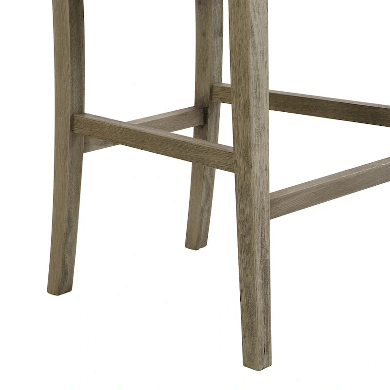 Tabouret de comptoir sans bras, assise et dossier rembourrés, bois + beige / gris + beige / noir + gris, ensemble de 2