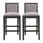 Tabouret de comptoir sans bras, assise et dossier rembourrés, bois + beige / gris + beige / noir + gris, ensemble de 2