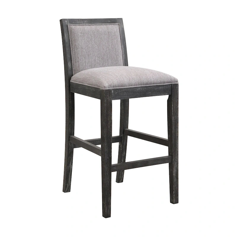 Tabouret de comptoir sans bras, assise et dossier rembourrés, bois + beige / gris + beige / noir + gris, ensemble de 2