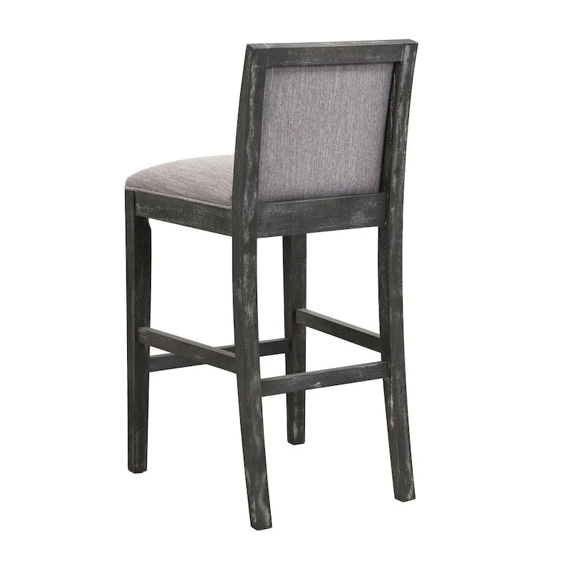 Tabouret de comptoir sans bras, assise et dossier rembourrés, bois + beige / gris + beige / noir + gris, ensemble de 2
