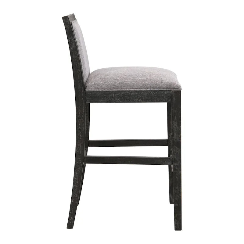 Tabouret de comptoir sans bras, assise et dossier rembourrés, bois + beige / gris + beige / noir + gris, ensemble de 2