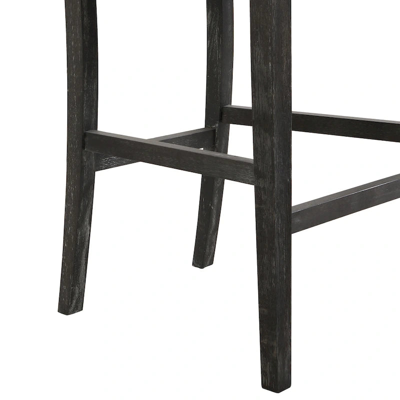 Tabouret de comptoir sans bras, assise et dossier rembourrés, bois + beige / gris + beige / noir + gris, ensemble de 2
