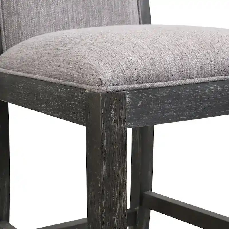 Tabouret de comptoir sans bras, assise et dossier rembourrés, bois + beige / gris + beige / noir + gris, ensemble de 2