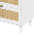 Rattan 6-Drawer Double Dresser with Metal Handle, Clothes Storage Cabinet for Bedroom