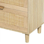 Commode double à 6 tiroirs en rotin blanc / naturel / noir, poignées en métal