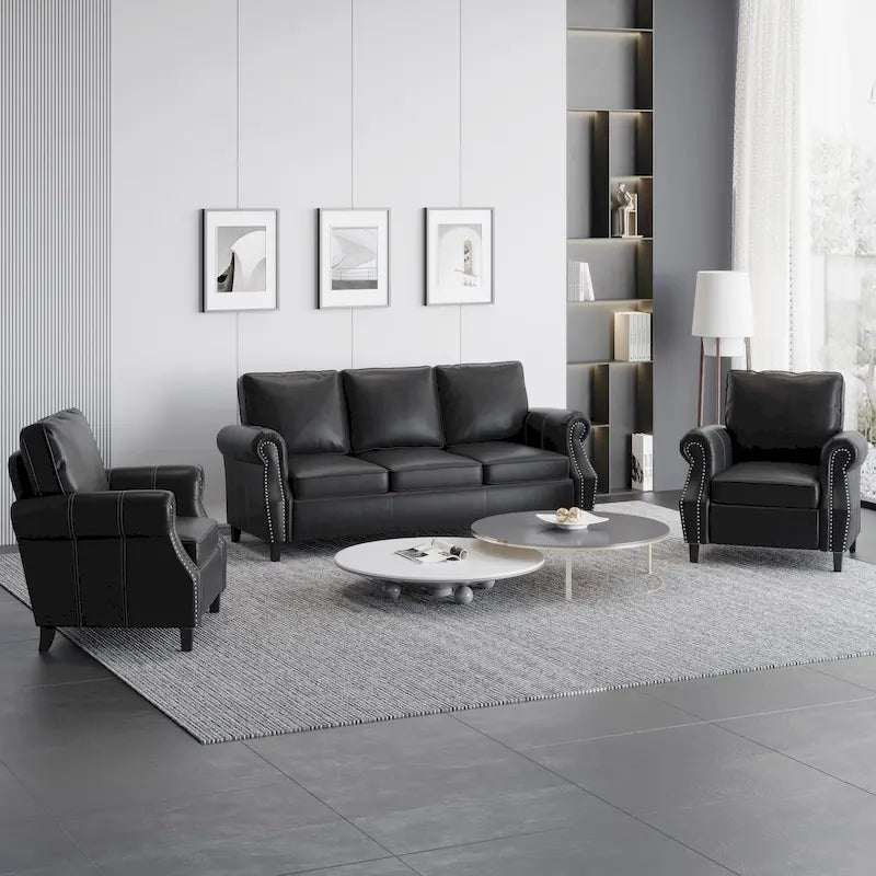 Ensemble de 3 fauteuils club et canapé en similicuir Dowd par Christopher Knight Home