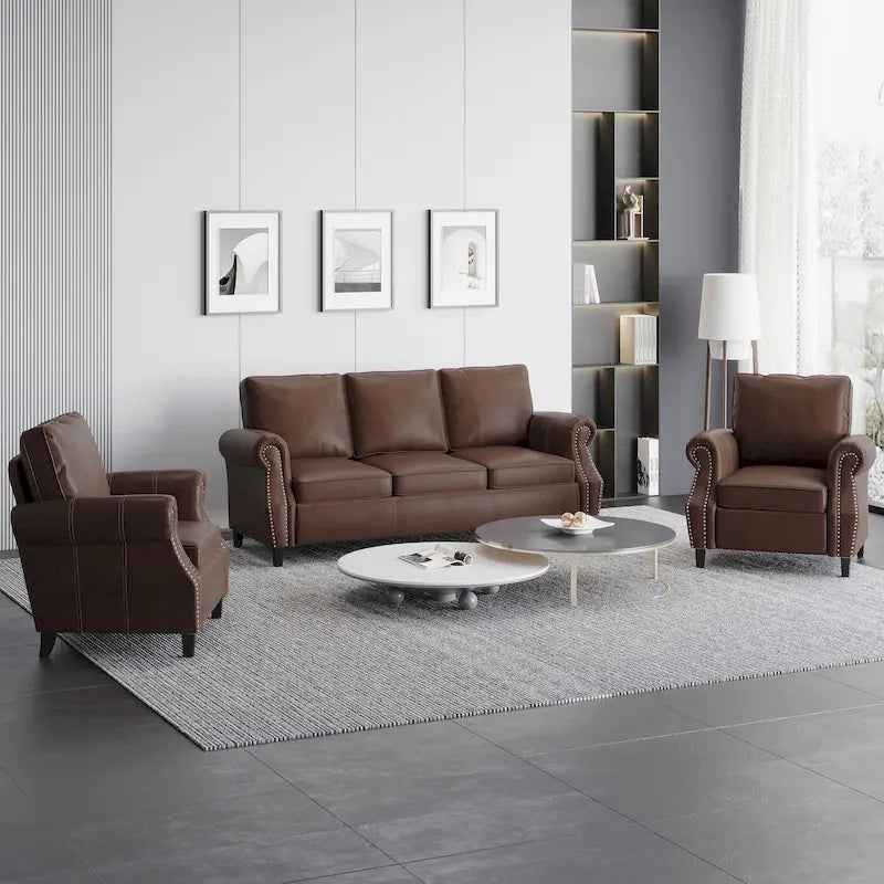 Ensemble de 3 fauteuils club et canapé en similicuir Dowd par Christopher Knight Home