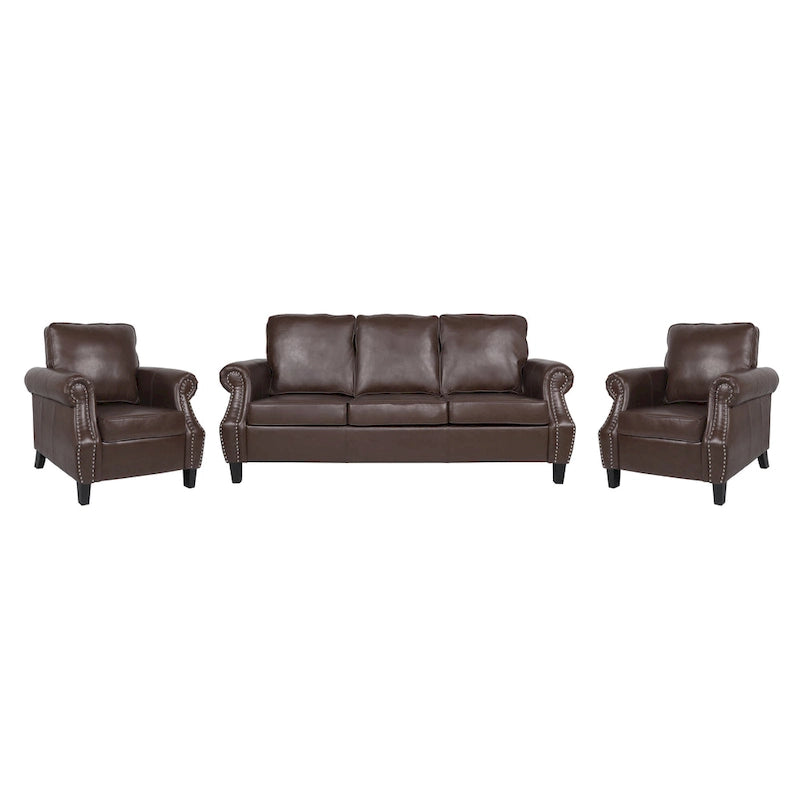 Ensemble de 3 fauteuils club et canapé en similicuir Dowd par Christopher Knight Home