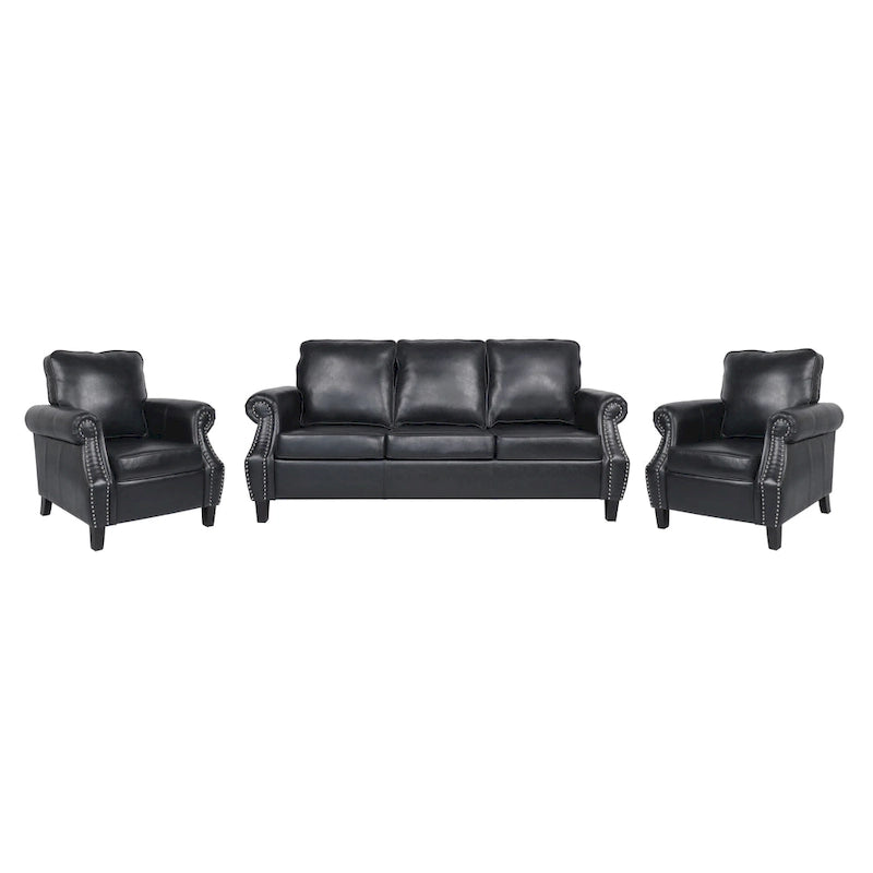 Ensemble de 3 fauteuils club et canapé en similicuir Dowd par Christopher Knight Home