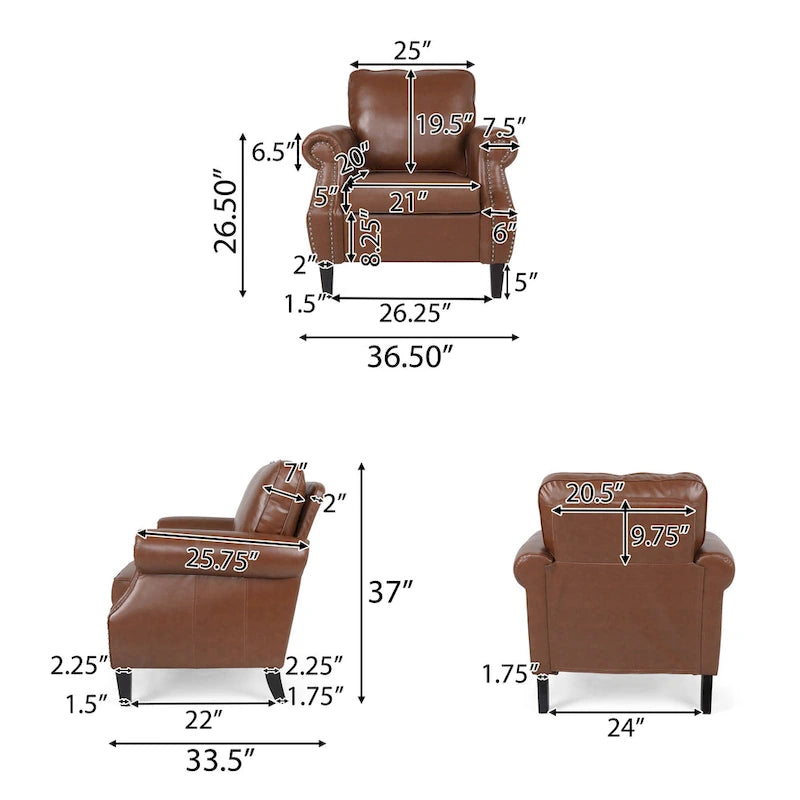Ensemble de 3 fauteuils club et canapé en similicuir Dowd par Christopher Knight Home