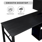 Bureau d'angle en L marron/noir avec étagère à 5 niveaux, 1 personne