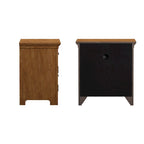 Table de chevet avec 1 tiroir et station de recharge, coloris blanc antique / gris / chêne / noir