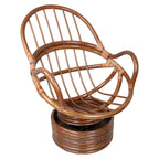 Fauteuil à bascule pivotant en rotin Bali avec coussin solide tout temps