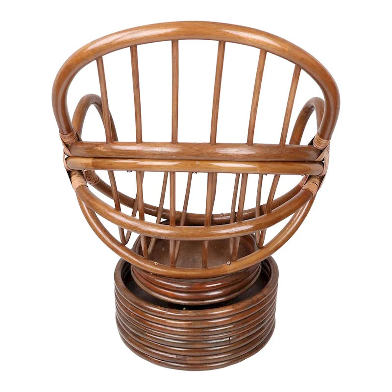 Fauteuil à bascule pivotant en rotin Bali avec coussin solide tout temps
