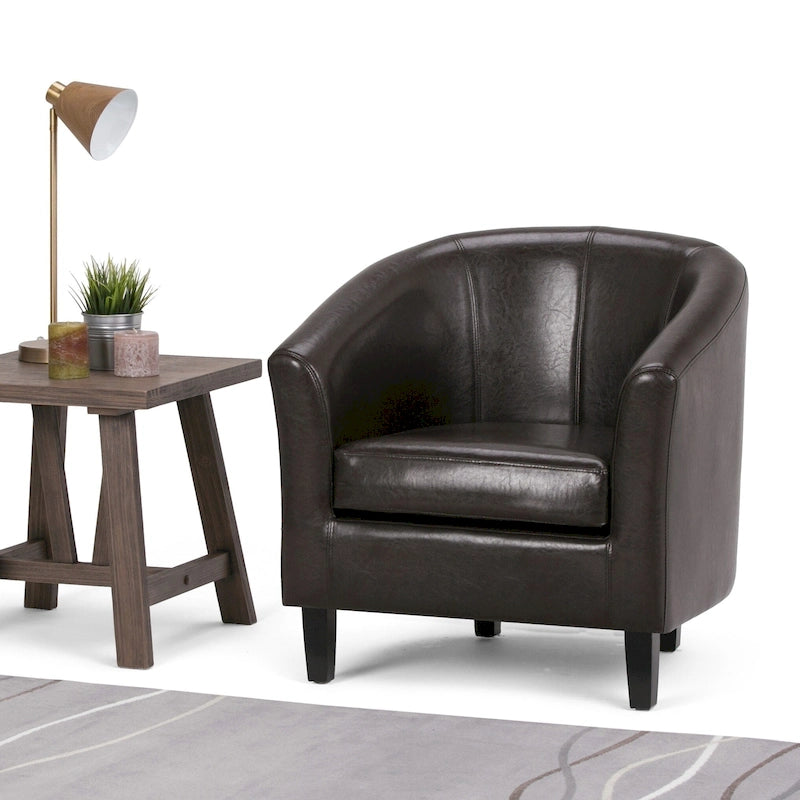 Fauteuil Club, Style Contemporain, Assise Unique – Marron / Noir / Rouge / Gris / Bleu