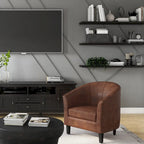 Fauteuil Club, Style Contemporain, Assise Unique – Marron / Noir / Rouge / Gris / Bleu