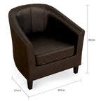 Fauteuil Club, Style Contemporain, Assise Unique – Marron / Noir / Rouge / Gris / Bleu