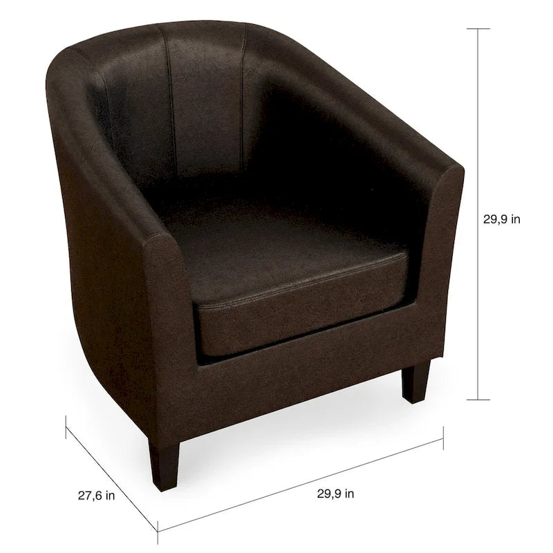 Fauteuil Club, Style Contemporain, Assise Unique – Marron / Noir / Rouge / Gris / Bleu