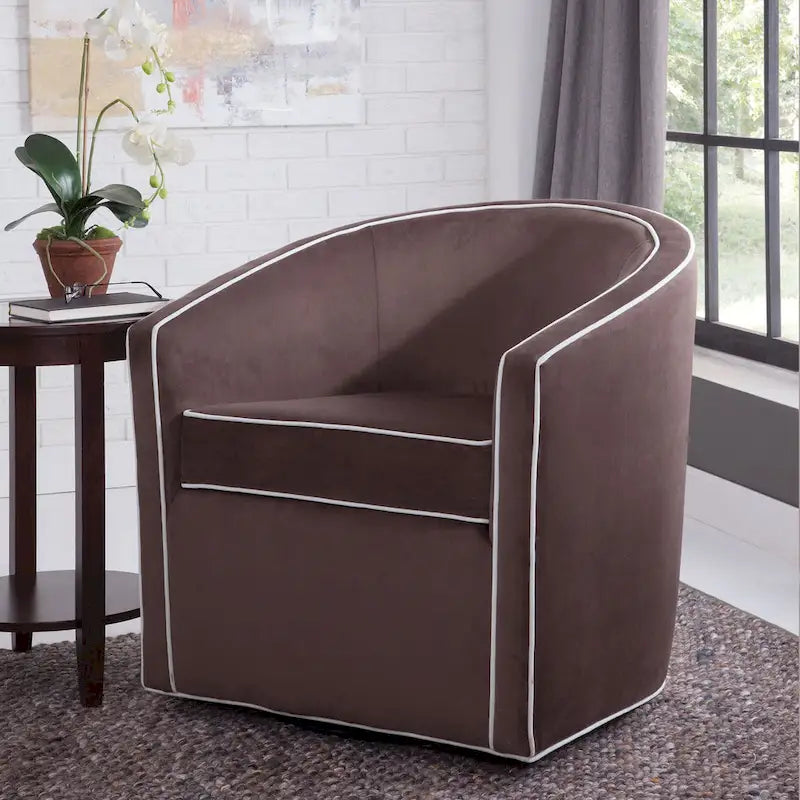 Fauteuil d'appoint pivotant de style tonneau 1 place marron/crème/bleu/rose