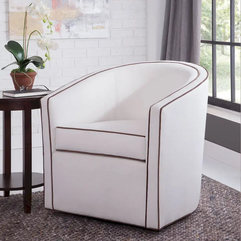 Fauteuil d'appoint pivotant de style tonneau 1 place marron/crème/bleu/rose