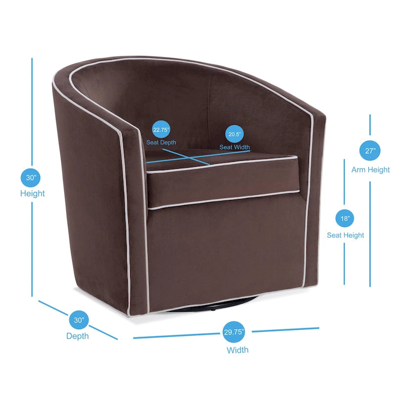 Fauteuil d'appoint pivotant de style tonneau 1 place marron/crème/bleu/rose