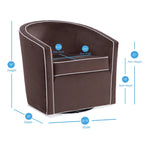 Fauteuil d'appoint pivotant de style tonneau 1 place marron/crème/bleu/rose