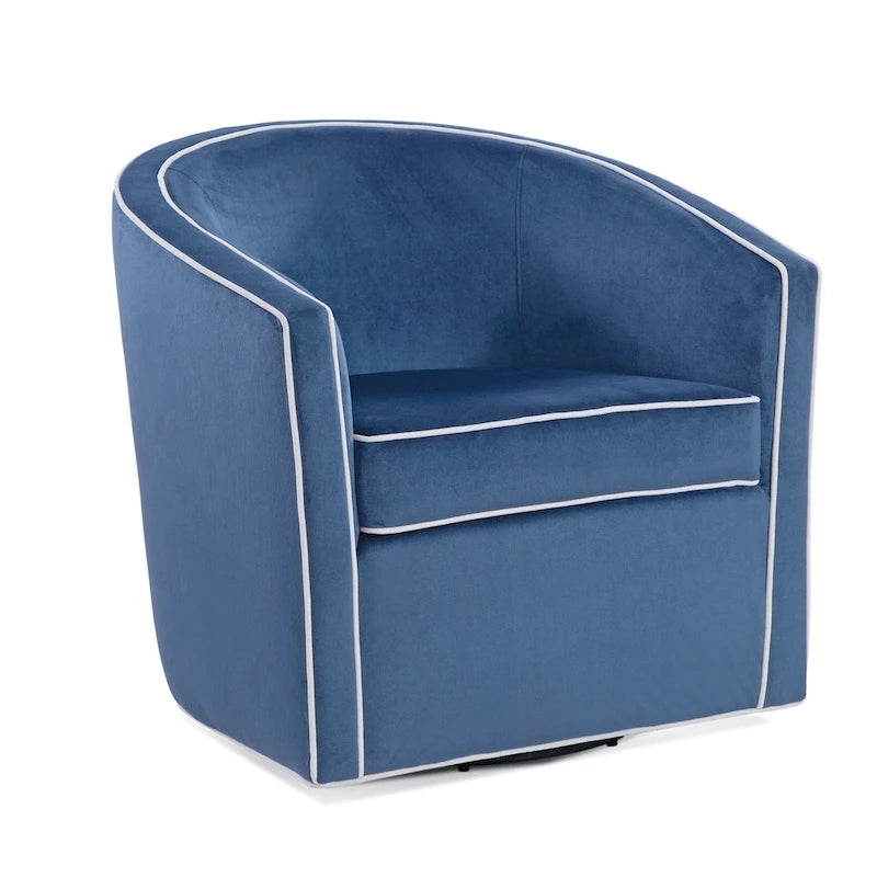 Fauteuil d'appoint pivotant de style tonneau 1 place marron/crème/bleu/rose