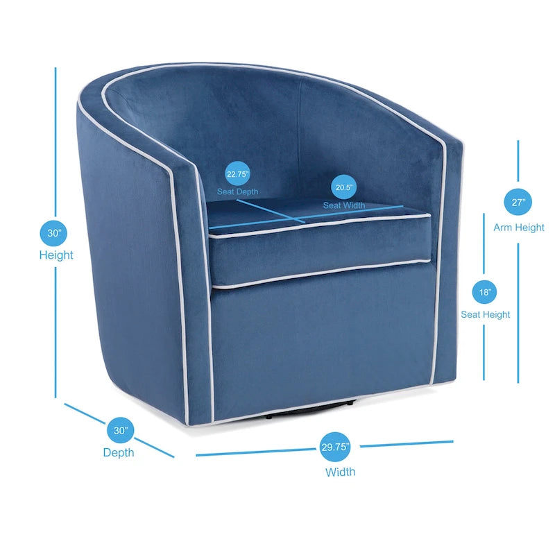 Fauteuil d'appoint pivotant de style tonneau 1 place marron/crème/bleu/rose