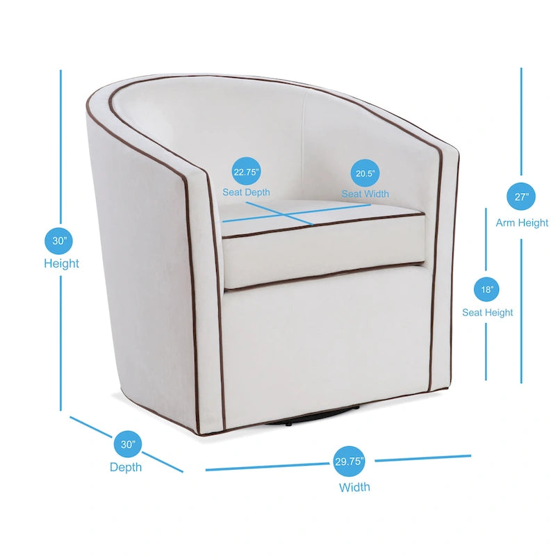 Fauteuil d'appoint pivotant de style tonneau 1 place marron/crème/bleu/rose