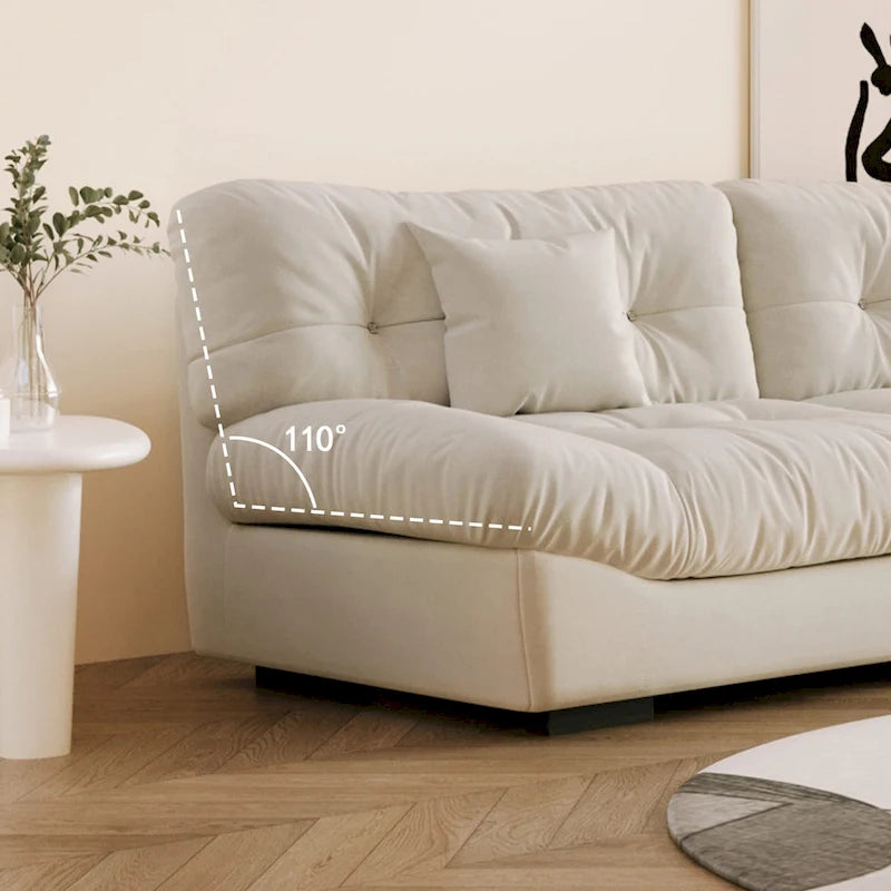 Canapé 3 places en velours beige/gris/rose avec housses de coussin amovibles